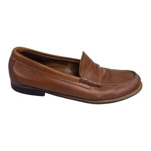 G.H. BASS Weejuns Larson 10 D Brown Leather Moc Toe Classic Penny Loafers FLAW